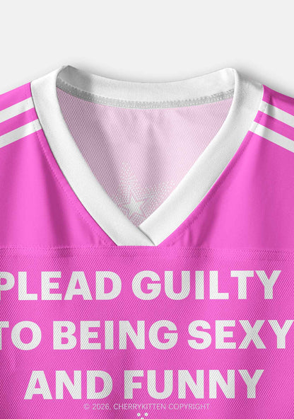 Plead Guilty To Being Funny Y2K Crop Sport Jersey Shirts Cherrykitten