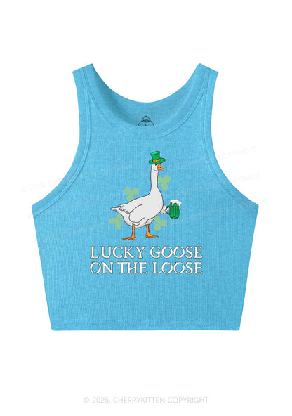 Lucky Goose On The Loose St Patricks Y2K Crop Tank Top Cherrykitten