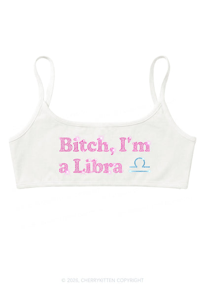 Rhinestone Bxxch Im A Libra Y2K Super Crop Cami Cherrykitten