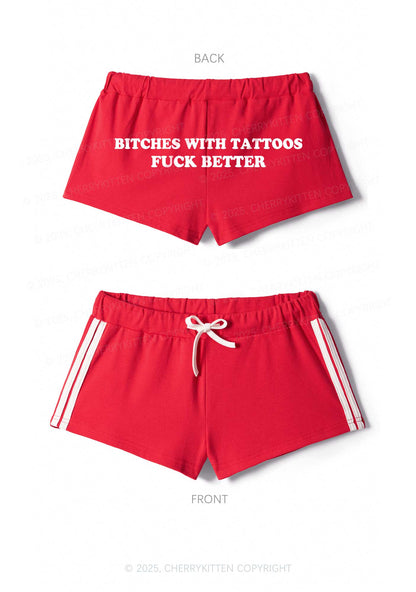 Bxxches With Tattoos Fxxk Better Y2K Drawstring Mini Shorts Cherrykitten