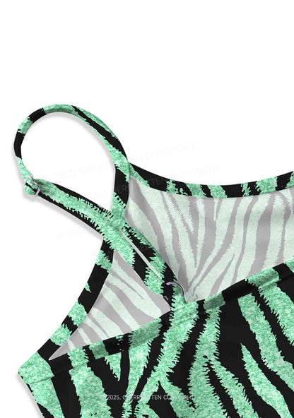 Mint Leopard Y2K Print Cami Crop Top Cherrykitten