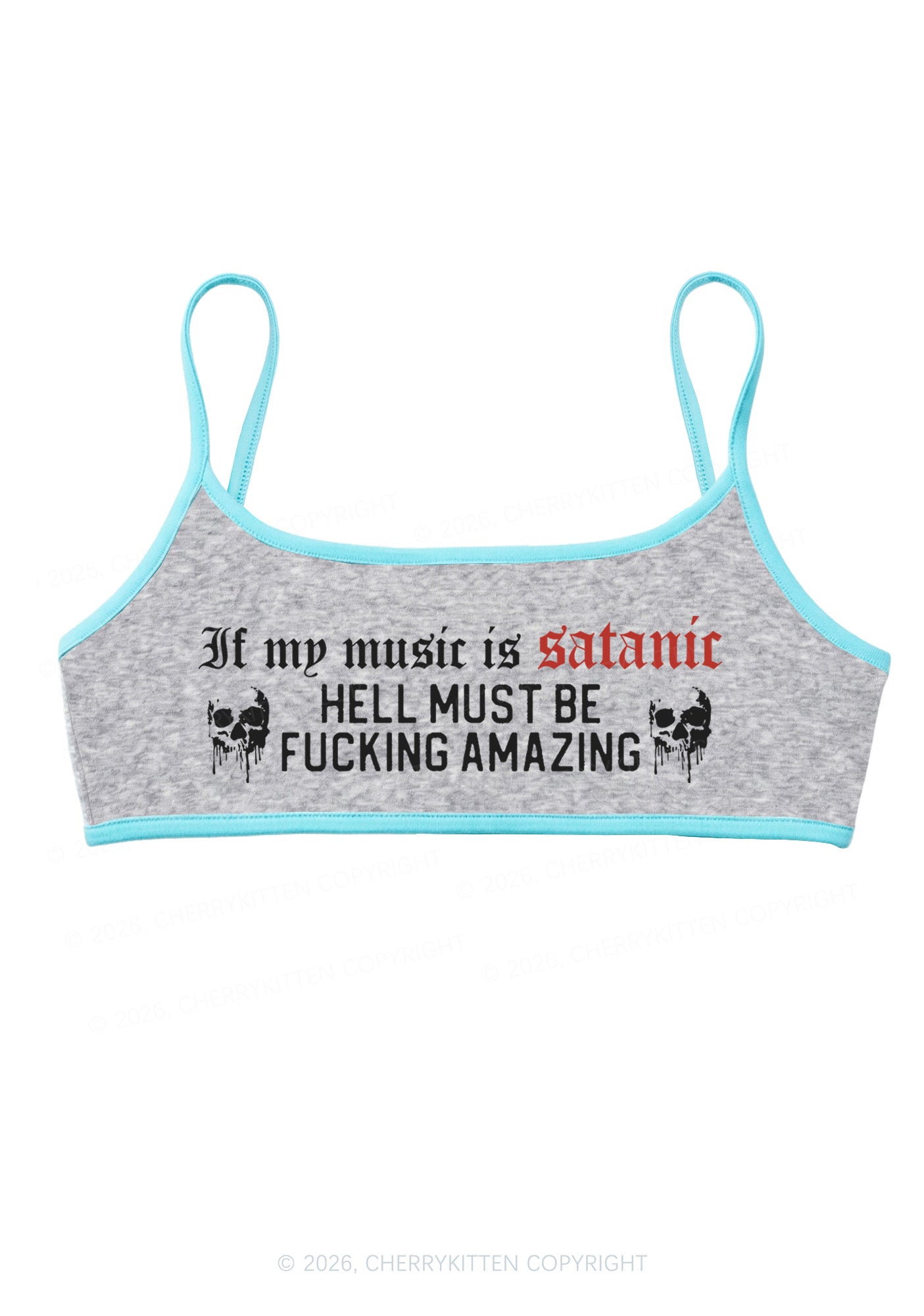 Halloween My Music Is Satanic Y2K Super Crop Cami Cherrykitten
