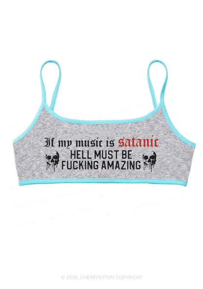 Halloween My Music Is Satanic Y2K Super Crop Cami Cherrykitten