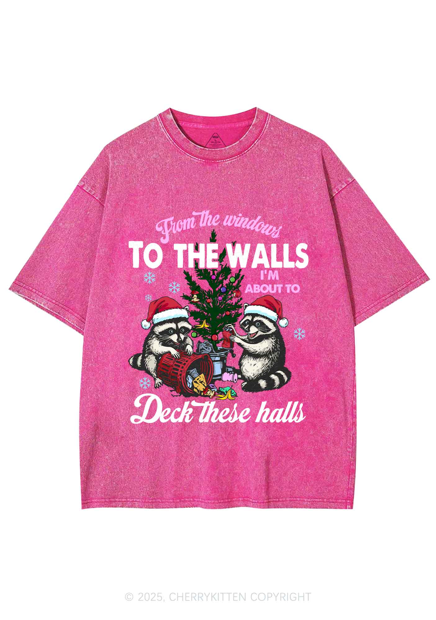 Christmas To The Walls Y2K Shirts Washed Tee Cherrykitten