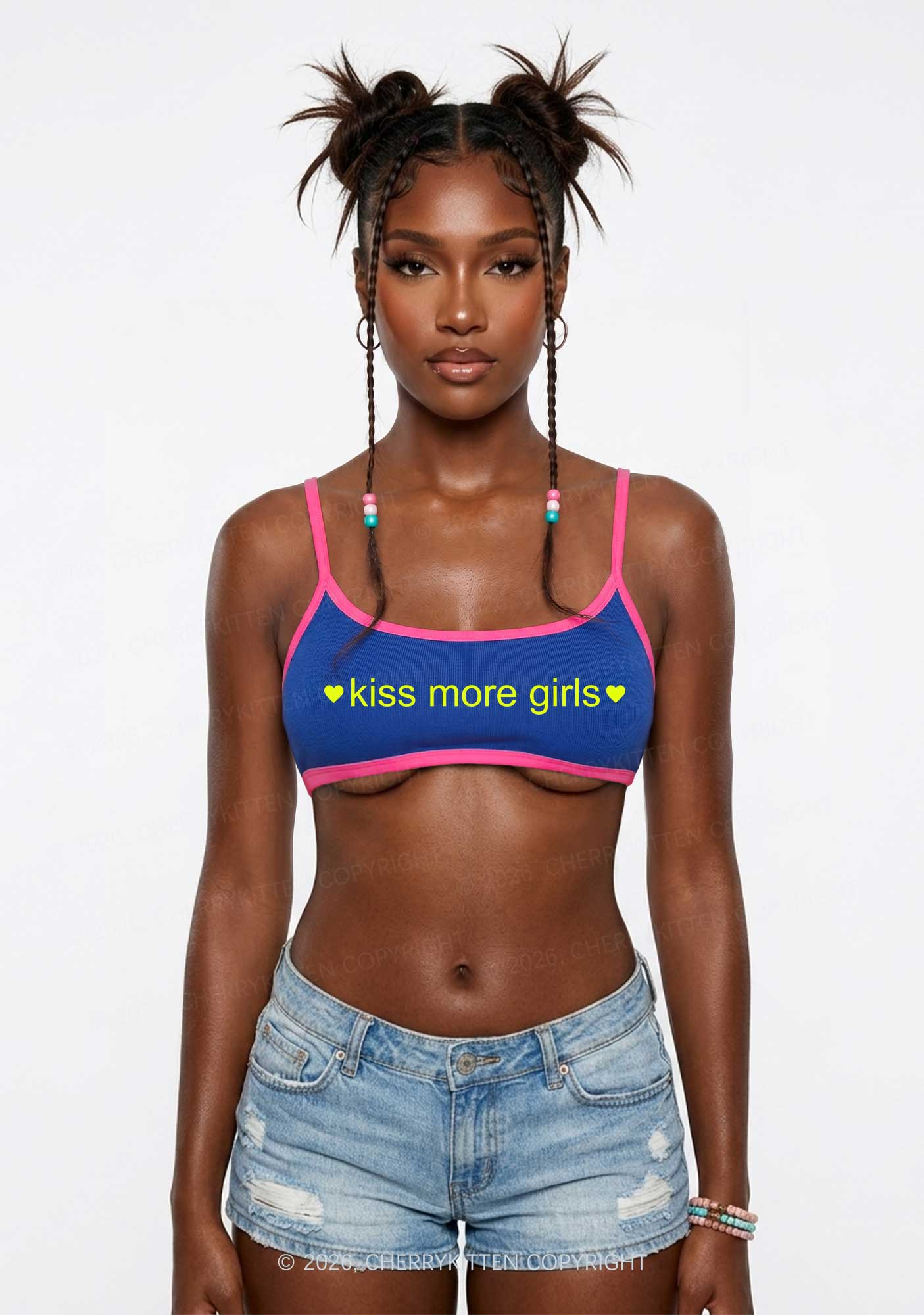 Kiss More Girls Pride Y2K Super Crop Cami Cherrykitten