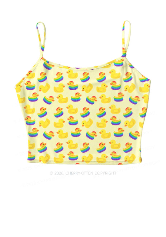 Rainbow Ducks Pride Y2K Mesh Cami Tank Cherrykitten