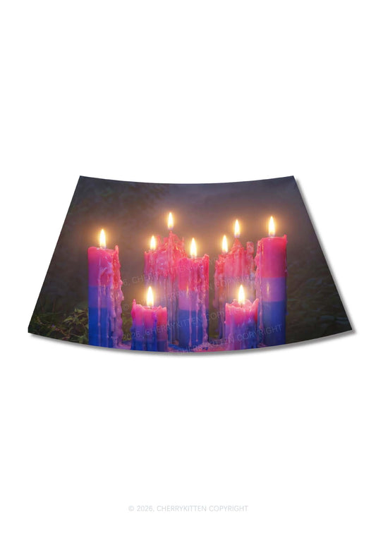 Bisexual Melting Candles Pride Y2K Print Mini Skirt Cherrykitten