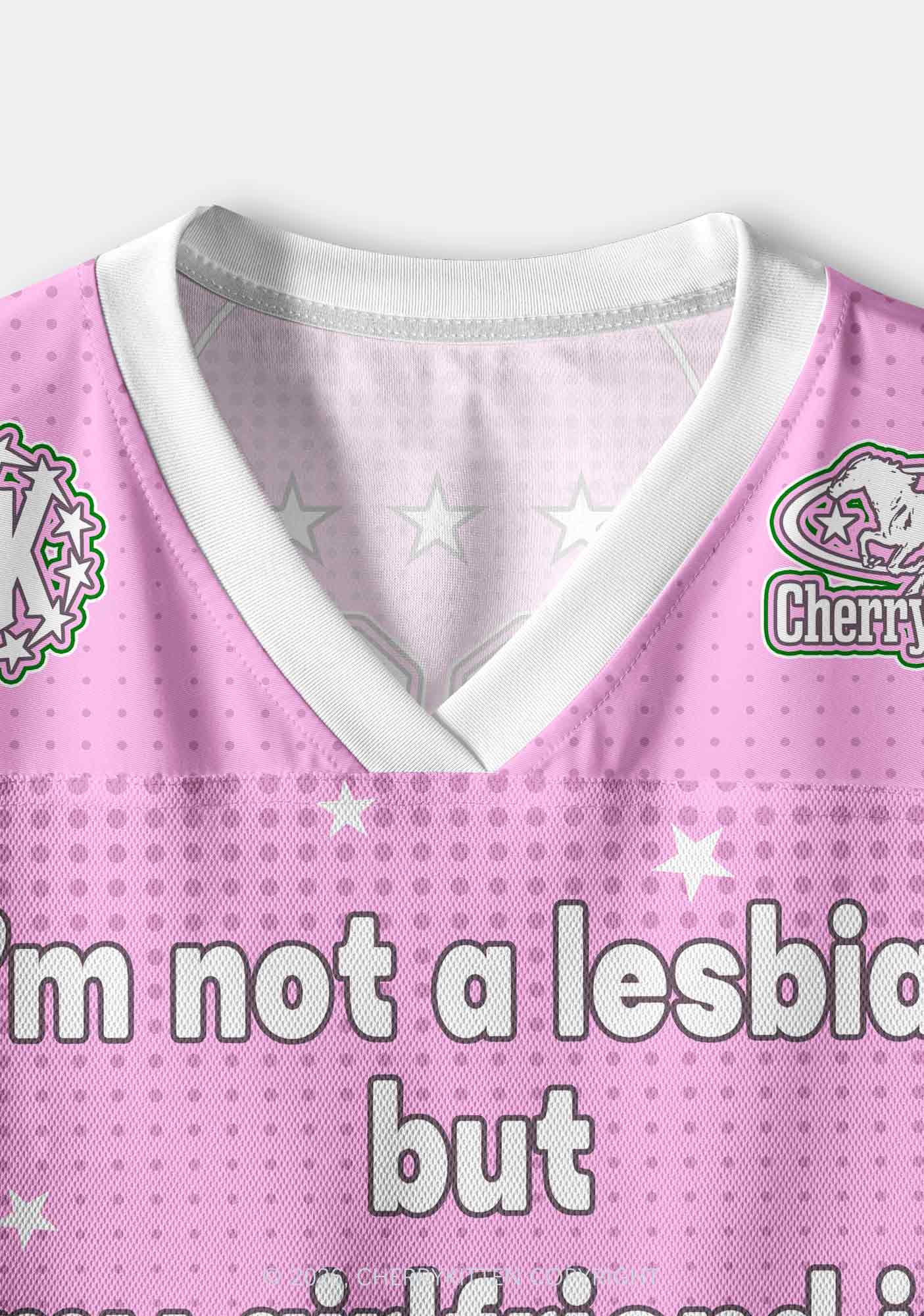 My Girlfriend Is Lesbian Pride Y2K Crop Sport Jersey Shirts Cherrykitten