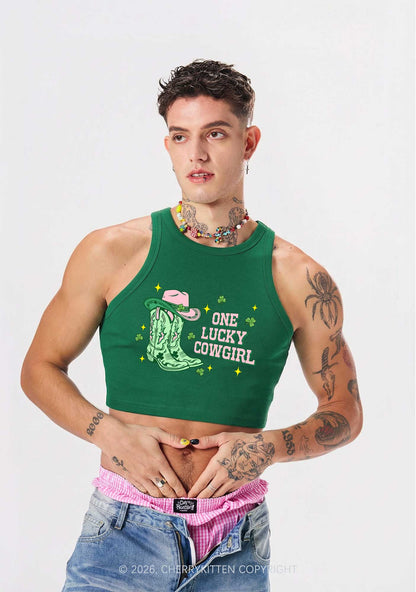 One Lucky Cowgirl Boots St Patricks Y2K Crop Tank Top Cherrykitten