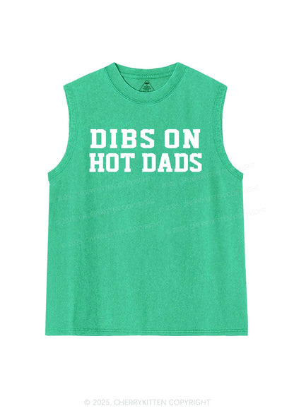 Dibs On Hot Dads Y2K Washed Muscle Tank Cherrykitten