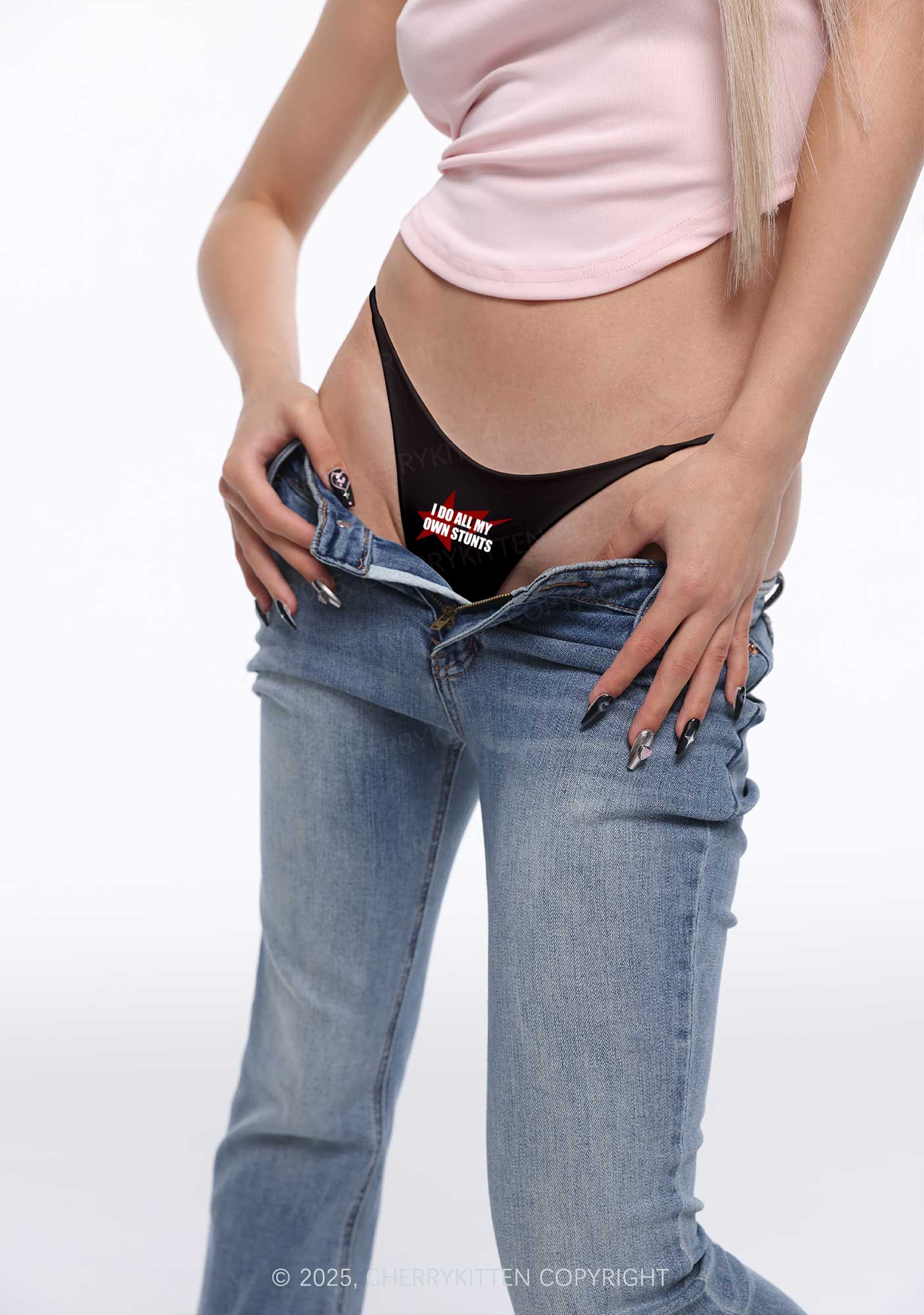 I Do All My Own Stunts Y2K Bikini String Thong Cherrykitten