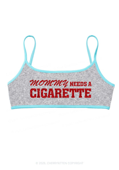 Glitter Mommy Needs A Cigarette Y2K Super Crop Cami Cherrykitten