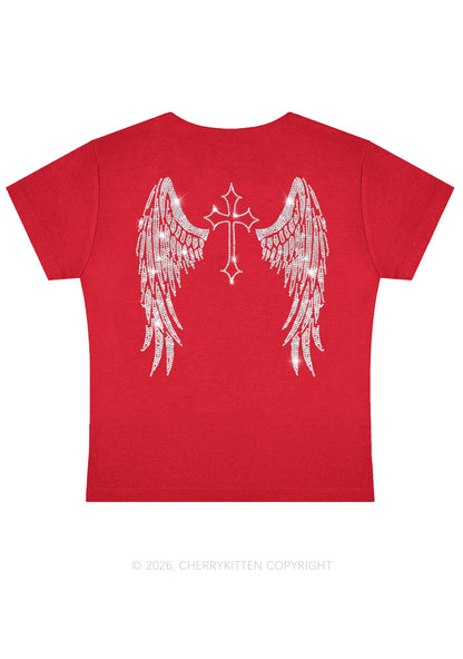 Rhinestone Halloween Angel Wings Y2K Baby Tee Cherrykitten
