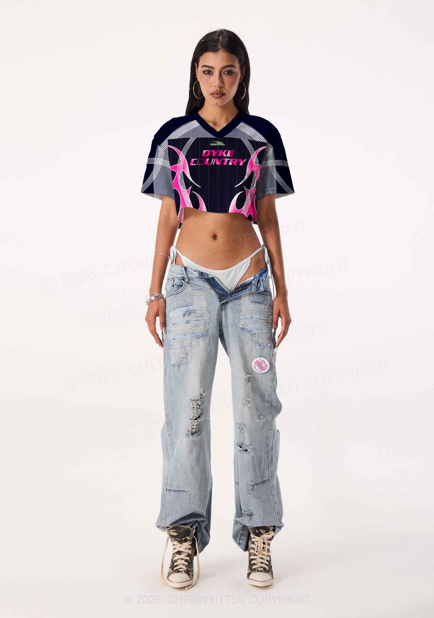 Dyke Country Pride Y2K Crop Sport Jersey Shirts Cherrykitten