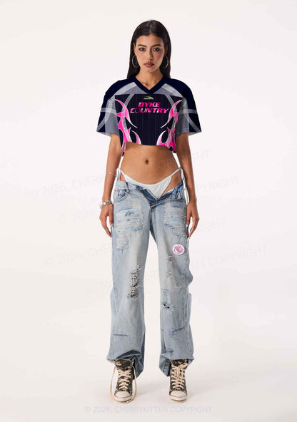 Dyke Country Pride Y2K Crop Sport Jersey Shirts Cherrykitten