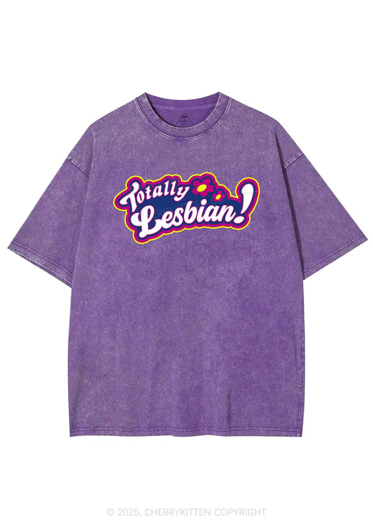 Totally Lesbian Pride Y2K Shirts Washed Tee Cherrykitten