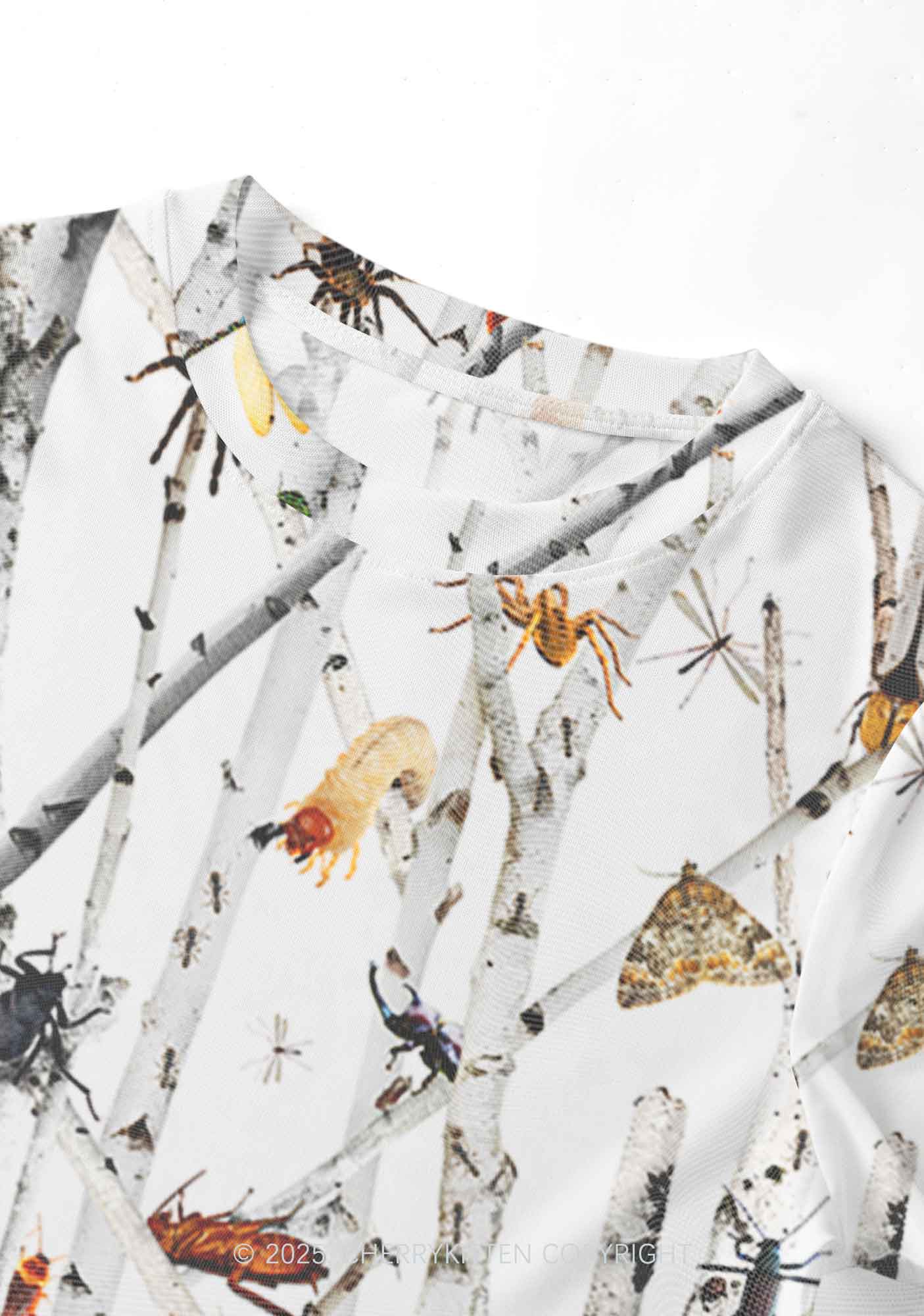 Insects On Birch Y2K Mesh Crop Top Cherrykitten