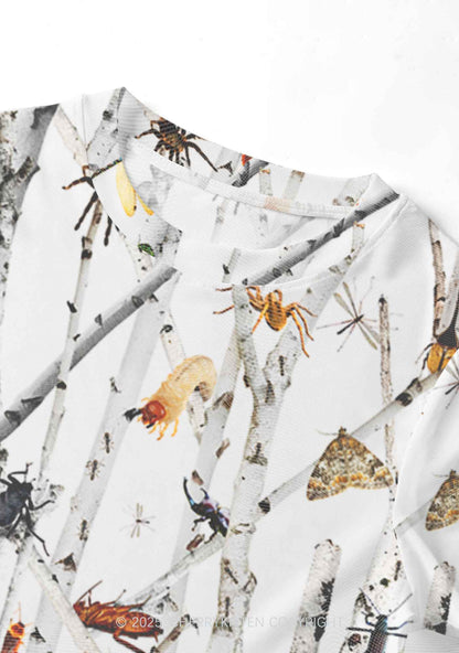Insects On Birch Y2K Mesh Crop Top Cherrykitten