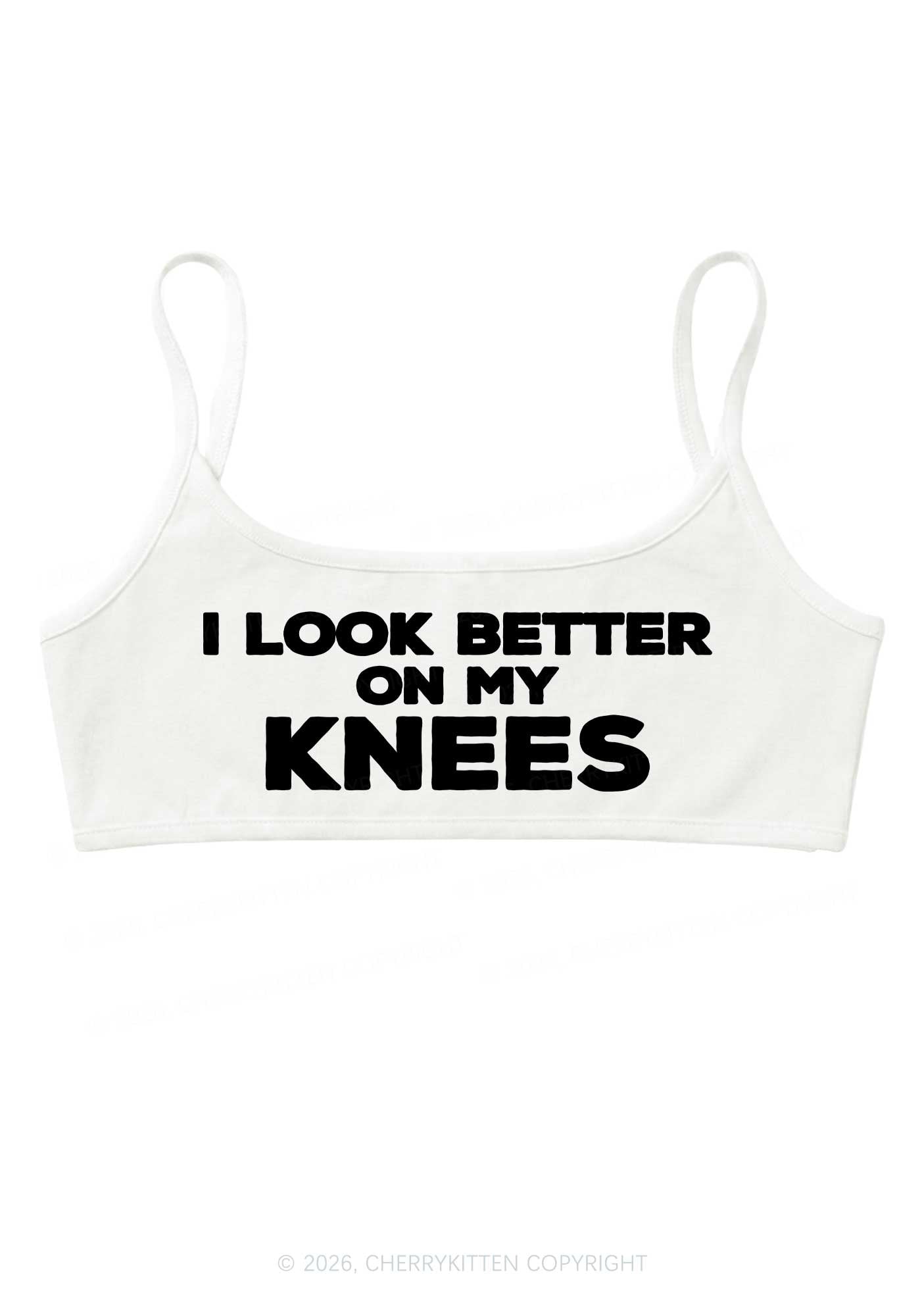 I Look Better On My Knees Y2K Super Crop Cami Cherrykitten