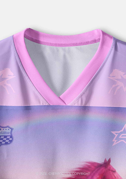 Red Horse Hoe Y2K Crop Sport Jersey Shirts Cherrykitten