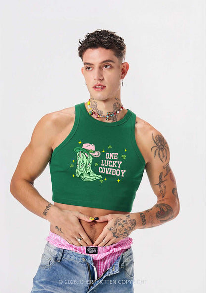 One Lucky Cowboy Boots St Patricks Y2K Crop Tank Top Cherrykitten