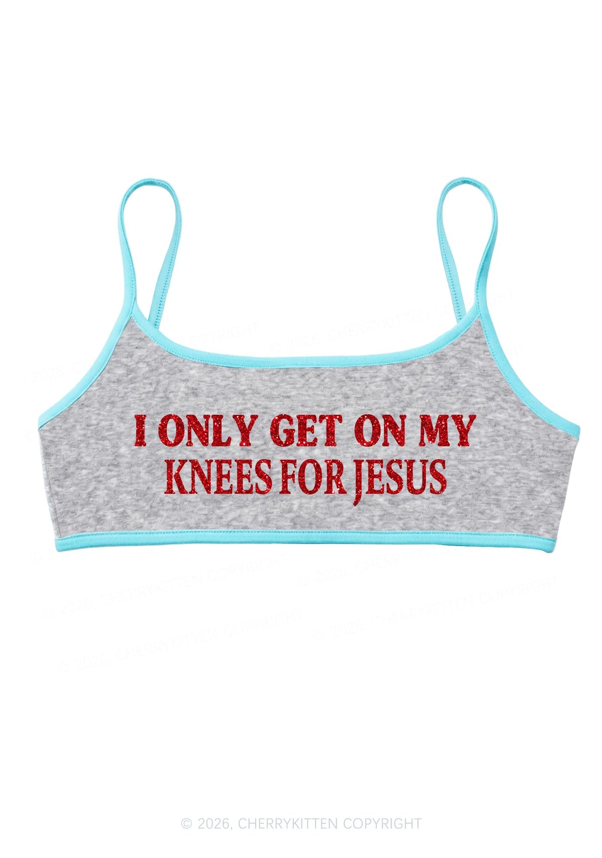 Glitter Get On My Knees For Jesus Y2K Super Crop Cami Cherrykitten