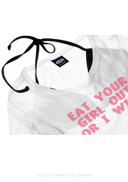 Eat Your Girl Out Pride Y2K Sheer Boyfriend Tee Cherrykitten