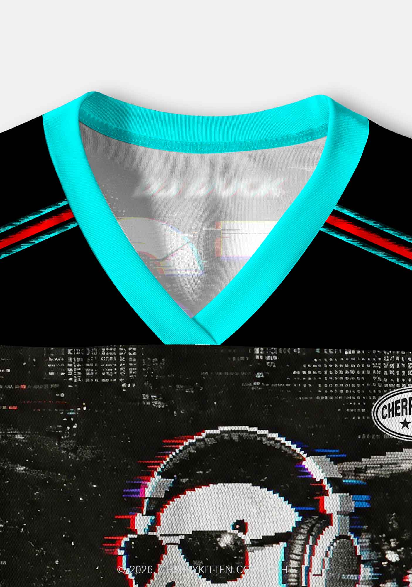 Retro Glitch DJ Duck Y2K Crop Sport Jersey Shirts Cherrykitten