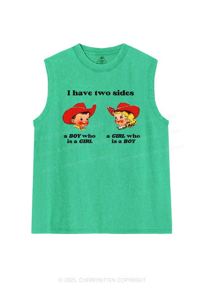 I Have Two Sides Pride Y2K Washed Muscle Tank Cherrykitten