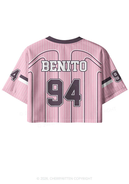 Pink Stripes Bunny Y2K Crop Sport Jersey Shirts Cherrykitten