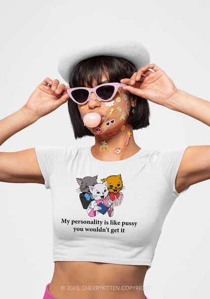 Personality Like Puxxy Y2K Baby Tee Cherrykitten