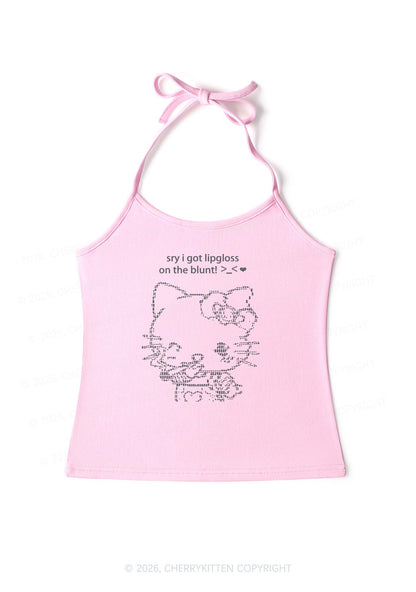 Sorry About Lipgloss Y2K Halter Neck Cami Cherrykitten