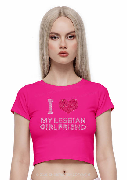 Rhinestone I Love My Lesbian GF Pride Y2K Baby Tee Cherrykitten
