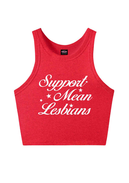 Support Mean Leabians Pride Y2K Crop Tank Top Cherrykitten