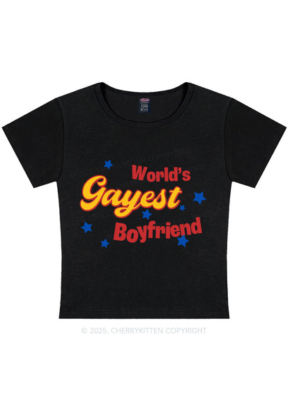 Worlds Gayest Boyfriend Pride Y2K Baby Tee Cherrykitten