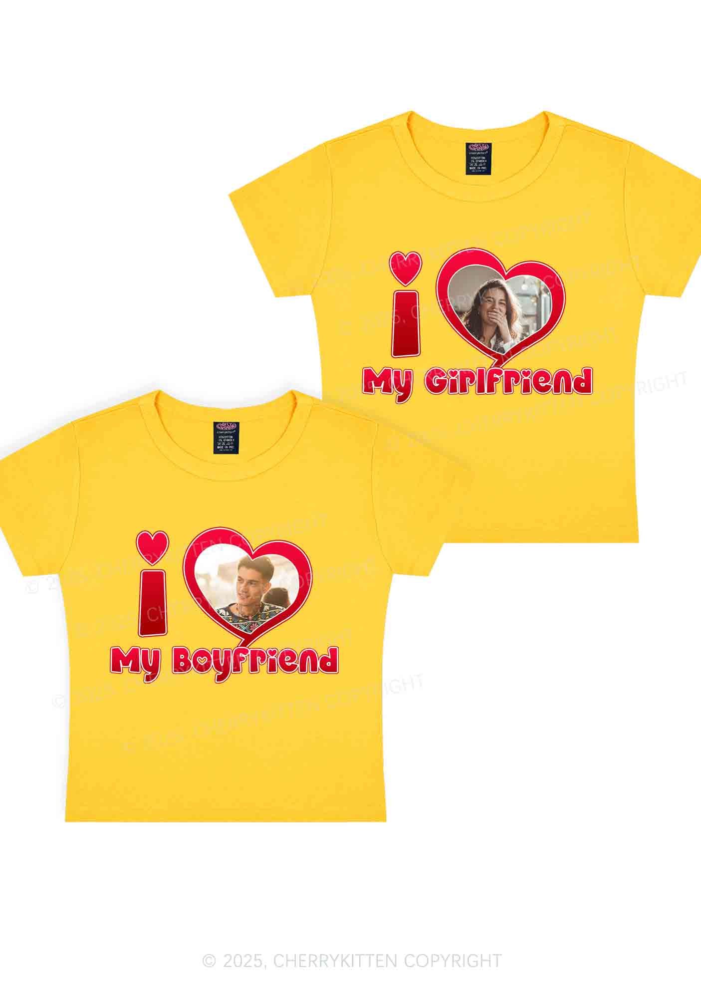 Custom BF GF Red Heart Y2K Valentine's Day Baby Tee Cherrykitten