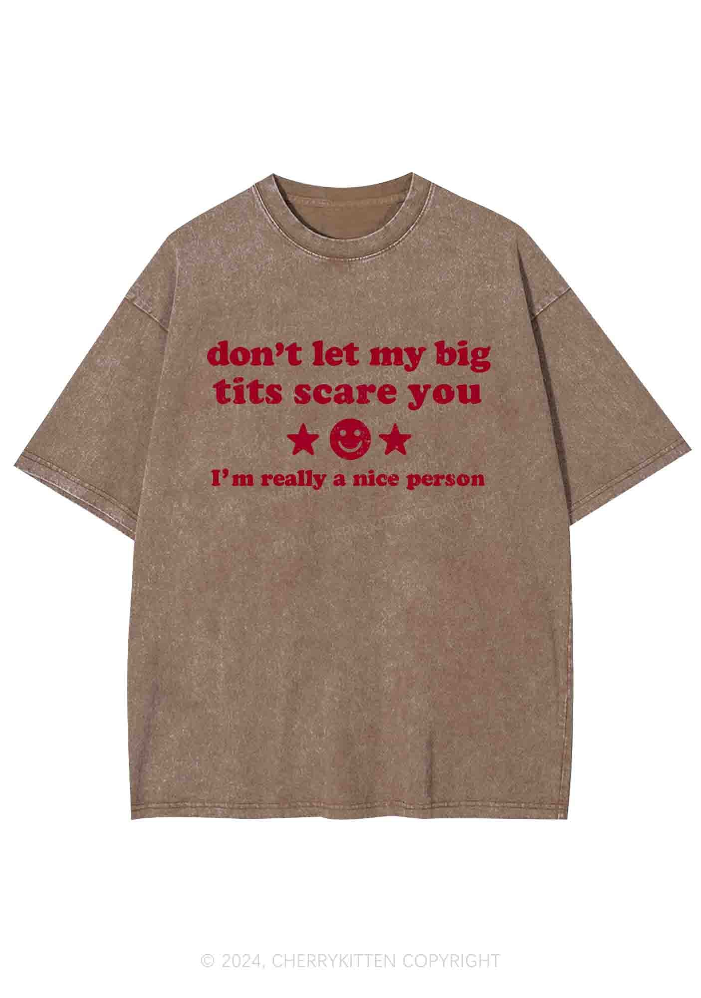 Don't Let My Big Txts Scare You Y2K Washed Tee Cherrykitten