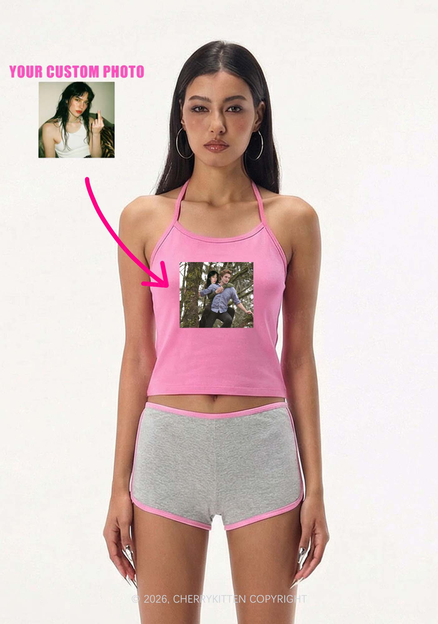 Custom Face Y2K Halter Neck Cami Cherrykitten