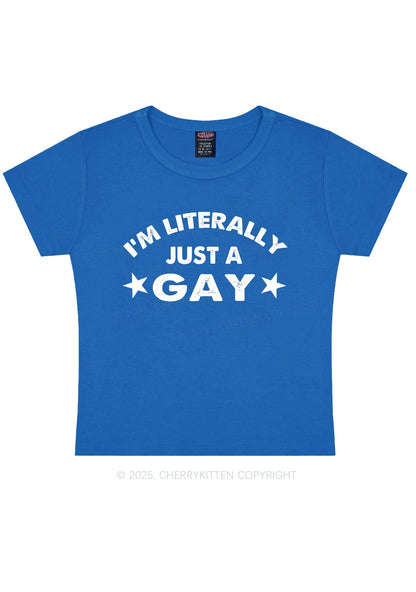 Literally Just A Gay Pride Y2K Baby Tee Cherrykitten