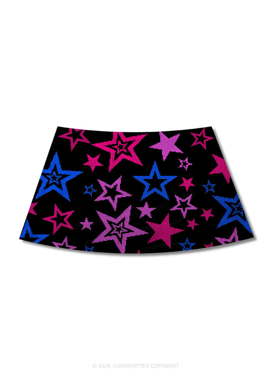 Bisexual Star Pride Y2K Print Mini Skirt Cherrykitten