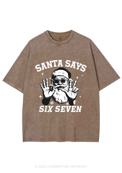 Christmas Santa Says Six Seven Y2K Shirts Washed Tee Cherrykitten