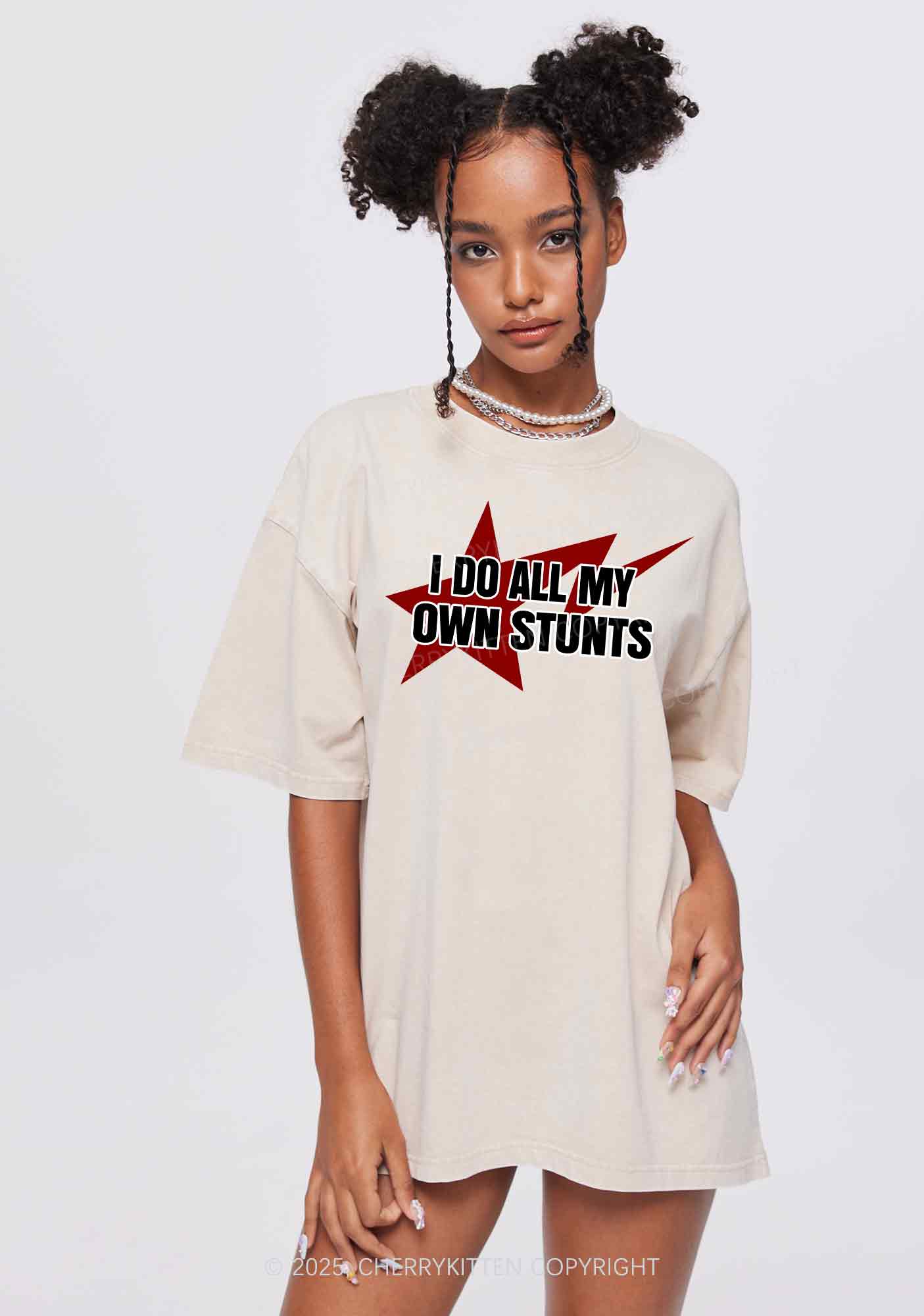 I Do All My Own Stunts Y2K Shirts Washed Tee Cherrykitten