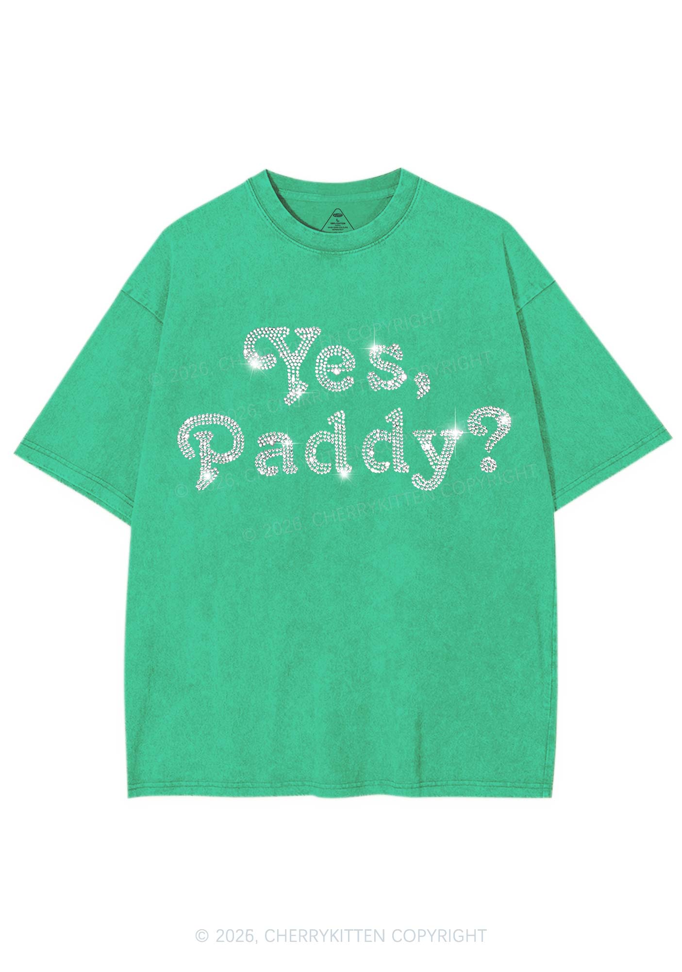 Rhinestone Yes Paddy St Patricks Y2K Shirts Washed Tee Cherrykitten