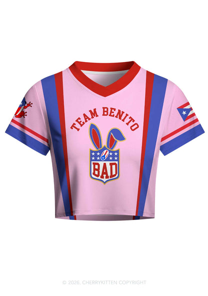 Pink Football Bunny Y2K Crop Football Jersey Shirts Cherrykitten