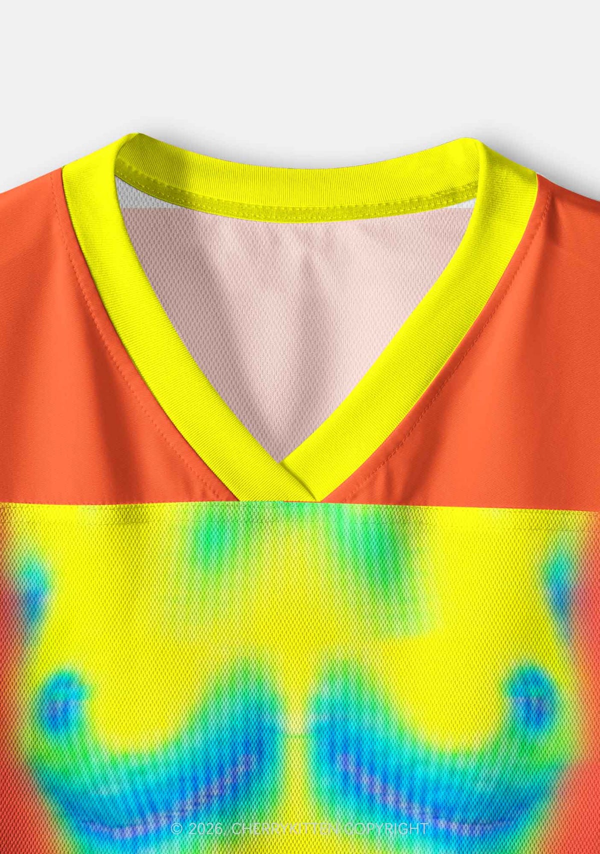 Orange Thermal Female Body Y2K Crop Sport Jersey Shirts Cherrykitten
