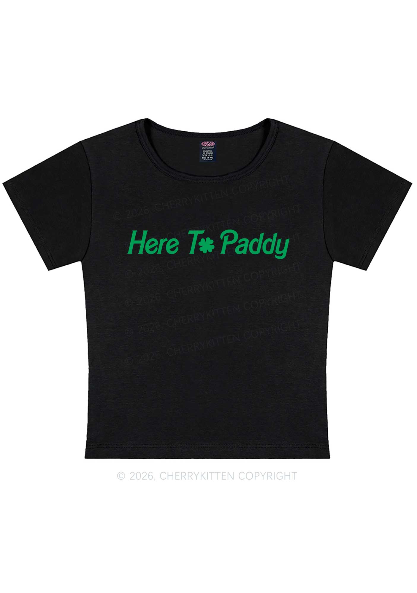 Here To Paddy St Patricks Y2K Baby Tee Cherrykitten