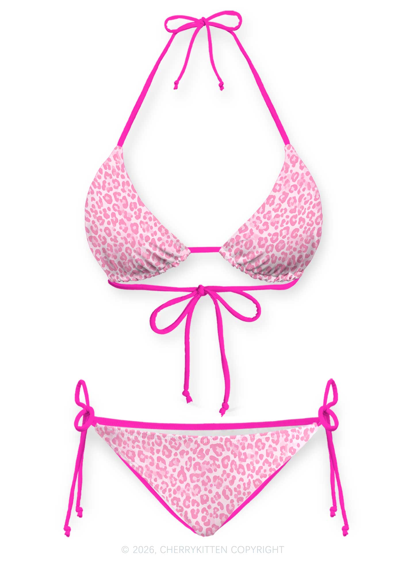 Pink Leopard Y2K Print Bikini Set Cherrykitten