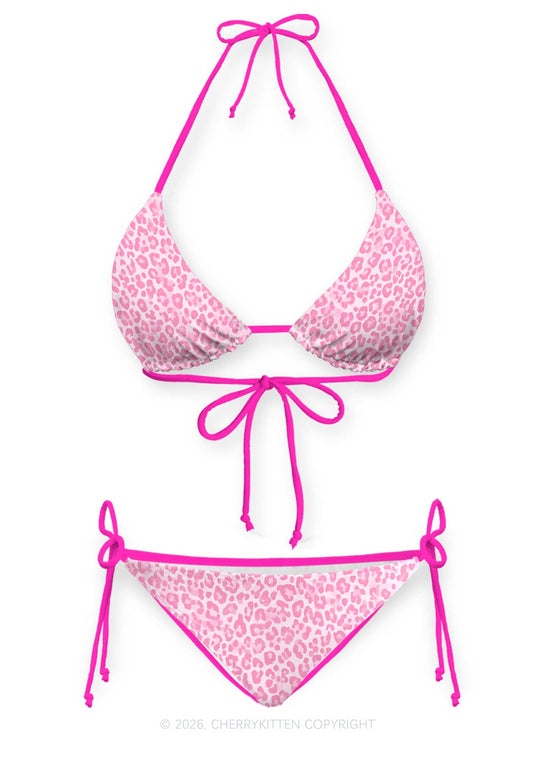 Pink Leopard Y2K Print Bikini Set Cherrykitten
