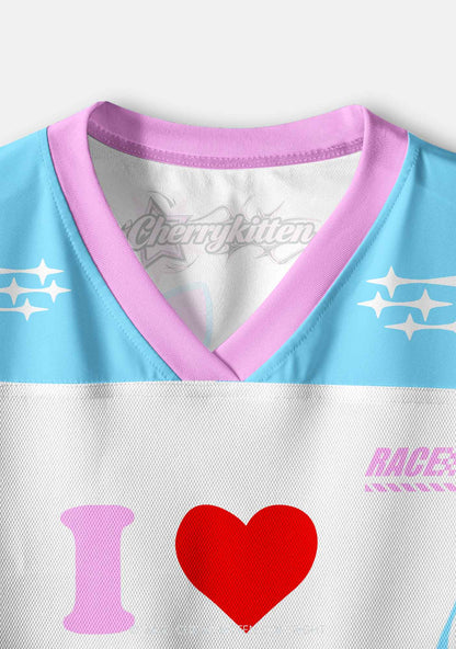 I Love S Men Y2K Crop Sport Jersey Shirts Cherrykitten