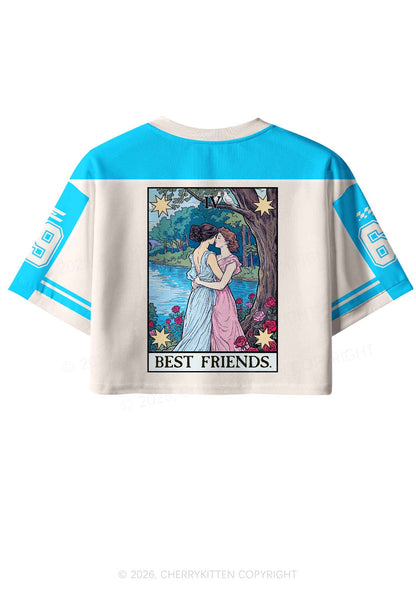 Blue Best Friends Pride Y2K Crop Sport Jersey Shirts Cherrykitten